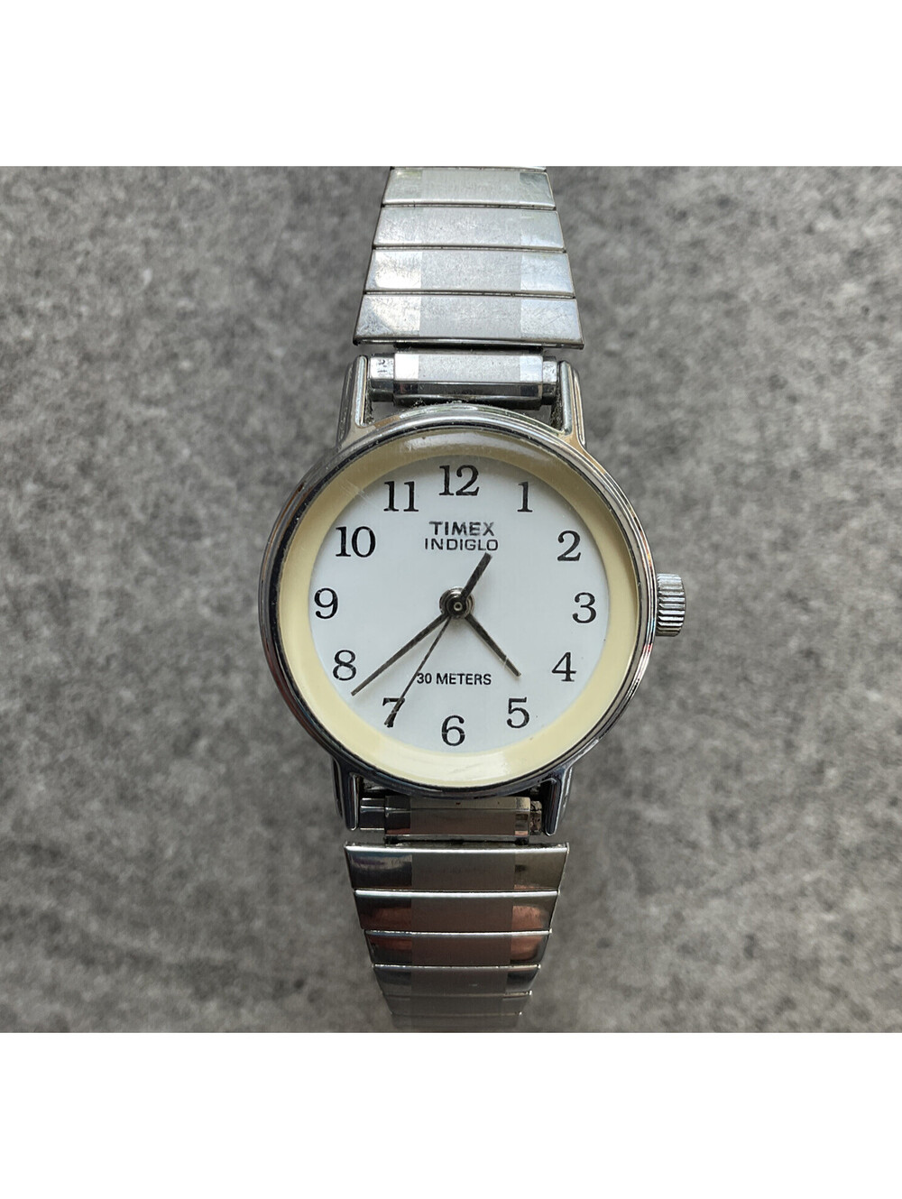 Timex Easy Reader Womens Watch Silver Tone Case & Band W/Expansion Band A7